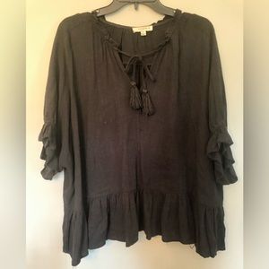 Black Umgee Tie Neck Top